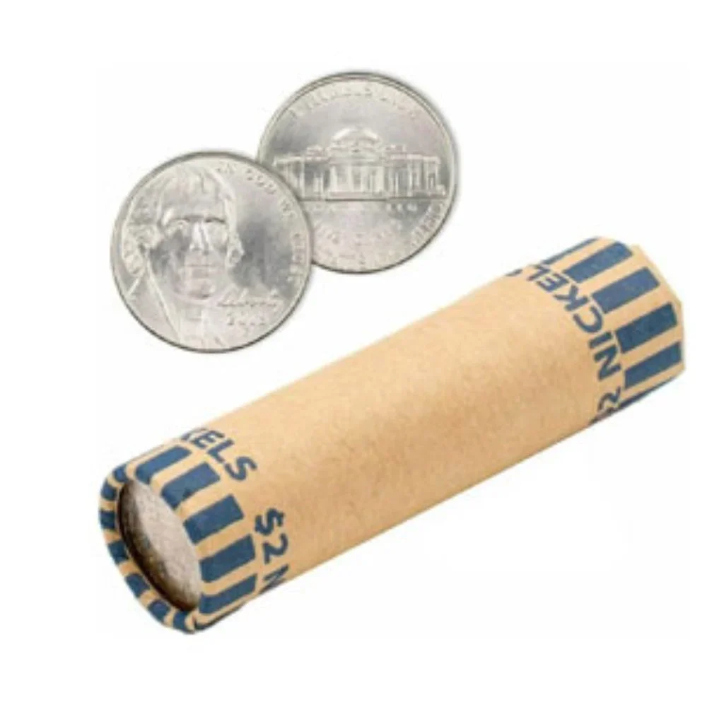 36 ROLLS PREFORMED NICKELS COIN WRAPPERS TUBES 5 CENTS (Holds $2 Each) (1 Pack)